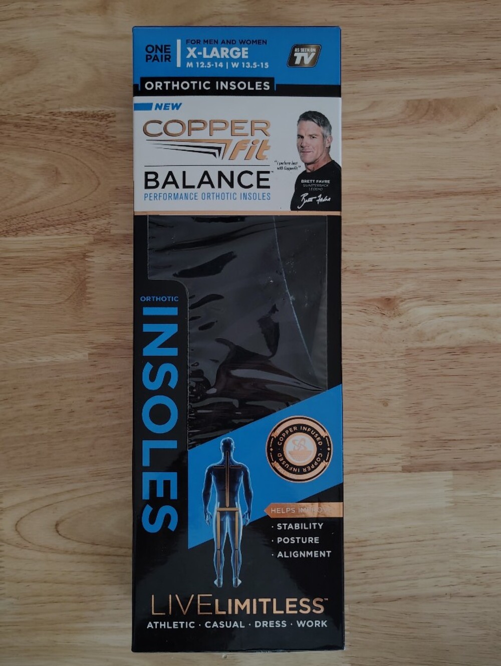 New Copper Fit Balance Performance Orthotic Insoles - Size X-Large (See Pics)